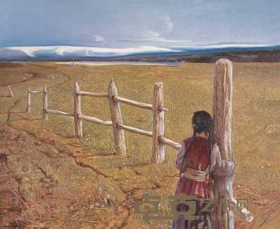 毛以岗 1991年作 牧场少女 50×60cm